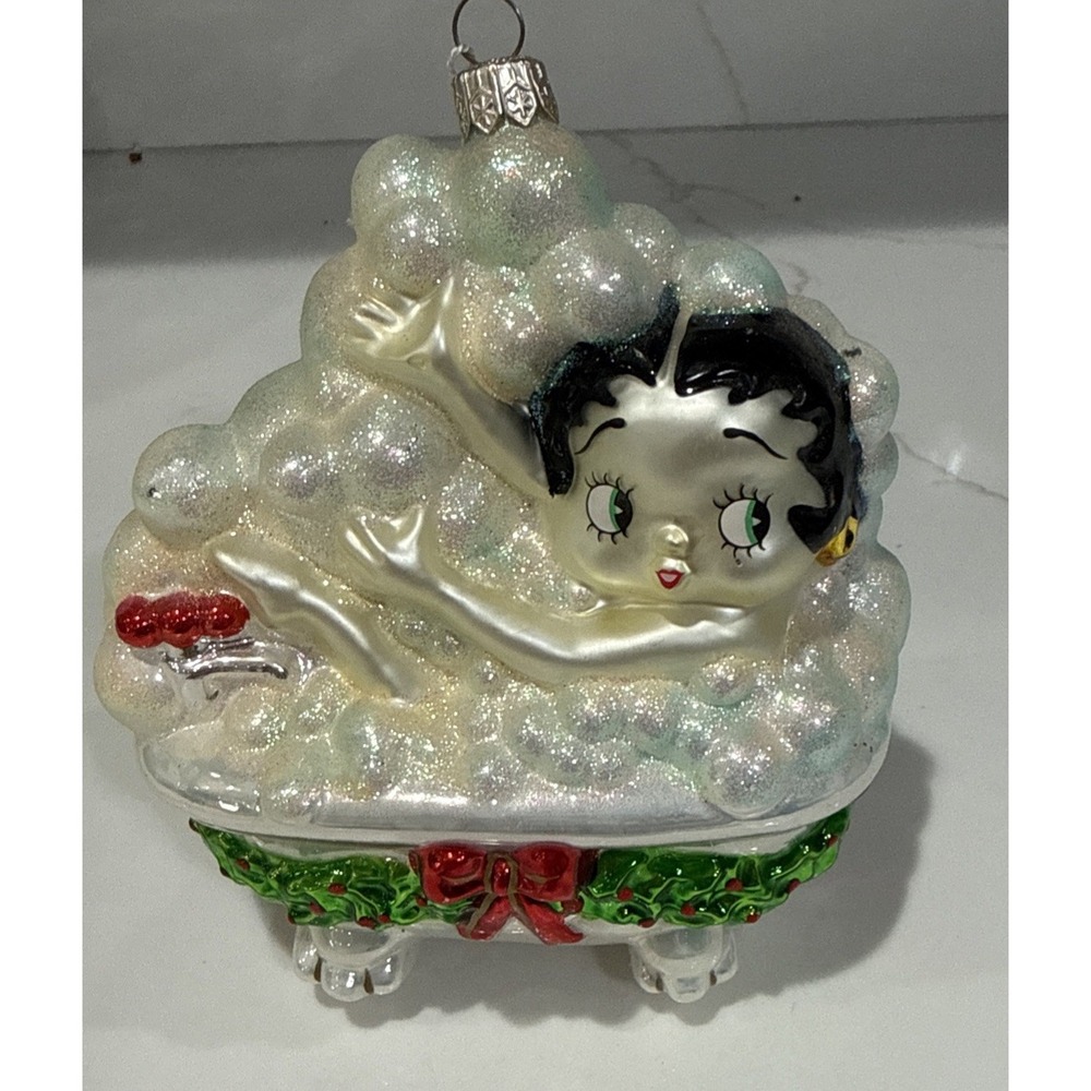 Kurt Adler Betty Boop Bubble Bath Glass Christmas Ornament‎ 6"